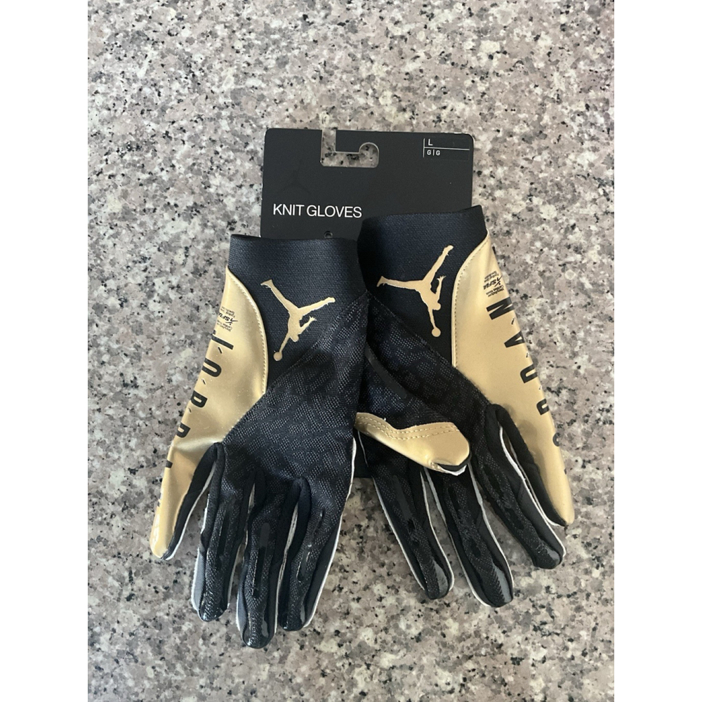 Nike Jordan Vapor Knit 4.0 Football Gloves Men Black/Metallic Gold Large